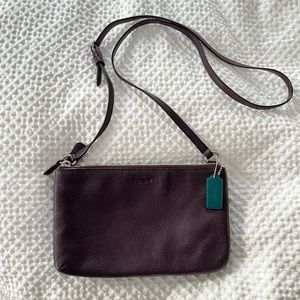 Coach Park Leather Lyla Double Gusset Crossbody Bag. Deep Purple.